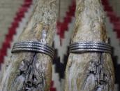 Vtg Navajo Four Strand Stamped Half-round Wire Cuff  c.1940～