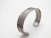 Vtg Navajo Four Strand Stamped Half-round Wire Cuff  c.1940～