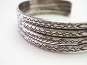 Vtg Navajo Four Strand Stamped Half-round Wire Cuff  c.1940～