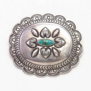 【Ike Wilson】♡ Repoused & Stamped Silver Concho Pin c.1935～