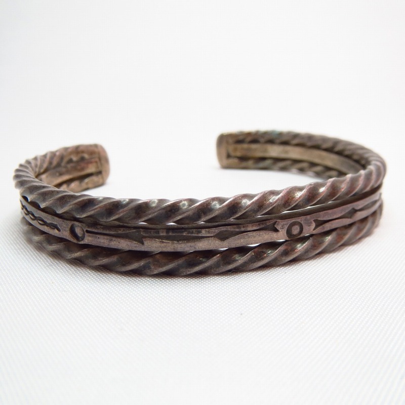 Vintage Triple Wire Stanped Silver Cuff  c.1950