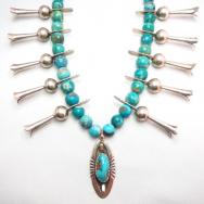 Joe H. Quintana TQ Bead & Silver Squash Blossom Necklace