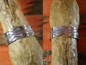 Antique Navajo Chevron Stamped Silver Cuff Bracelet  c.1940～