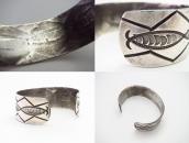 Antique Navajo Chevron Stamped Silver Cuff Bracelet  c.1940～