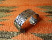 Antique Navajo Chevron Stamped Silver Cuff Bracelet  c.1940～