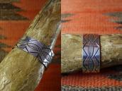 Antique Navajo Chevron Stamped Silver Cuff Bracelet  c.1940～