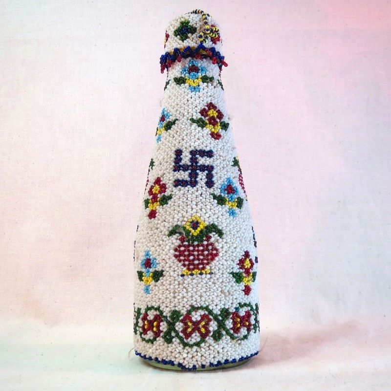 Antique Indian 卍 Pattern Beads Bottle  c.1930～