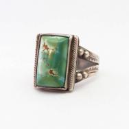 Antique Navajo Split Shank Ring w/Sq. Green Turquoise c.1940