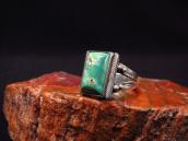 Antique Navajo Split Shank Ring w/Sq. Green Turquoise c.1940