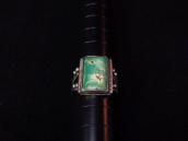 Antique Navajo Split Shank Ring w/Sq. Green Turquoise c.1940