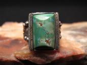 Antique Navajo Split Shank Ring w/Sq. Green Turquoise c.1940