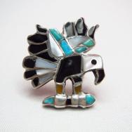 Vintage Zuni Channel Inlay Eagle Ring  c.1970