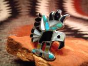 Vintage Zuni Channel Inlay Eagle Ring  c.1970