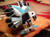 Vintage Zuni Channel Inlay Eagle Ring  c.1970