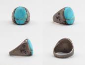 【UITA6】Atq Navajo Cast Silver Men's Large Ring w/TQ  c.1940～