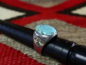 【UITA6】Atq Navajo Cast Silver Men's Large Ring w/TQ  c.1940～
