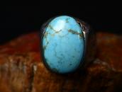 【UITA6】Atq Navajo Cast Silver Men's Large Ring w/TQ  c.1940～