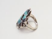 Vintage Zuni Turquoise & Jet Inlay Silver Ring  c.1960