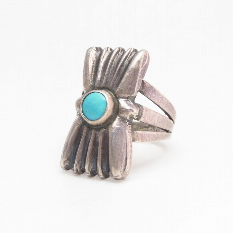 【UITA22】 Antique Navajo Bow Face Silver Ketoh Ring  c.1945～