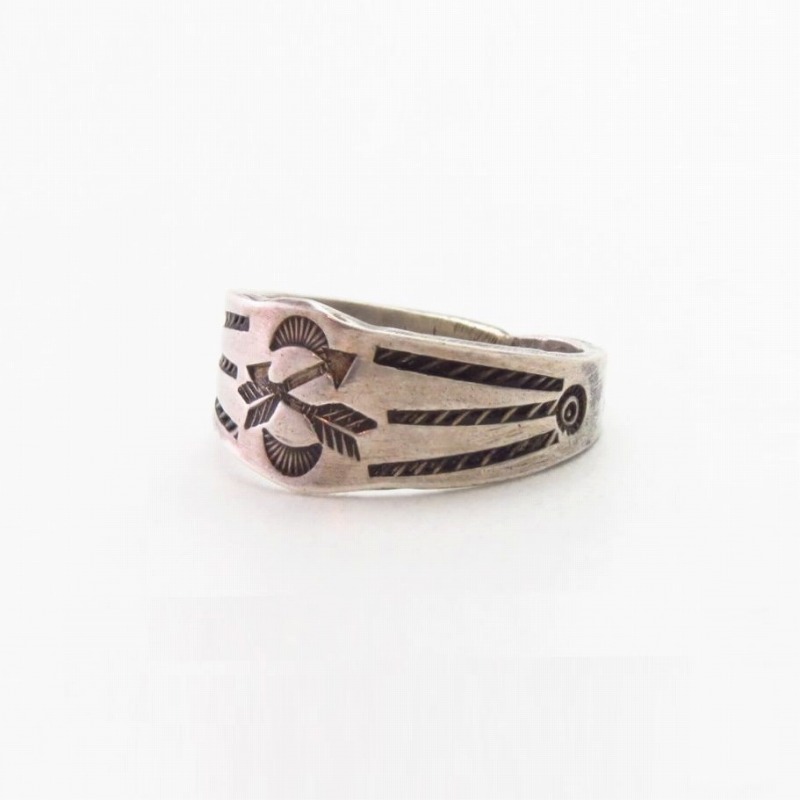 Atq Navajo Crossed Arrows Stamped Ingot Silver Ring  c.1915～