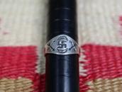 Atq Navajo 卍 & Crossed Arrows Stamped Silver Ring c.1925～