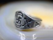 Atq Navajo 卍 & Crossed Arrows Stamped Silver Ring c.1925～