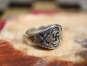 Atq Navajo 卍 & Crossed Arrows Stamped Silver Ring c.1925～