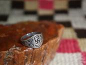 Atq Navajo 卍 & Crossed Arrows Stamped Silver Ring c.1925～
