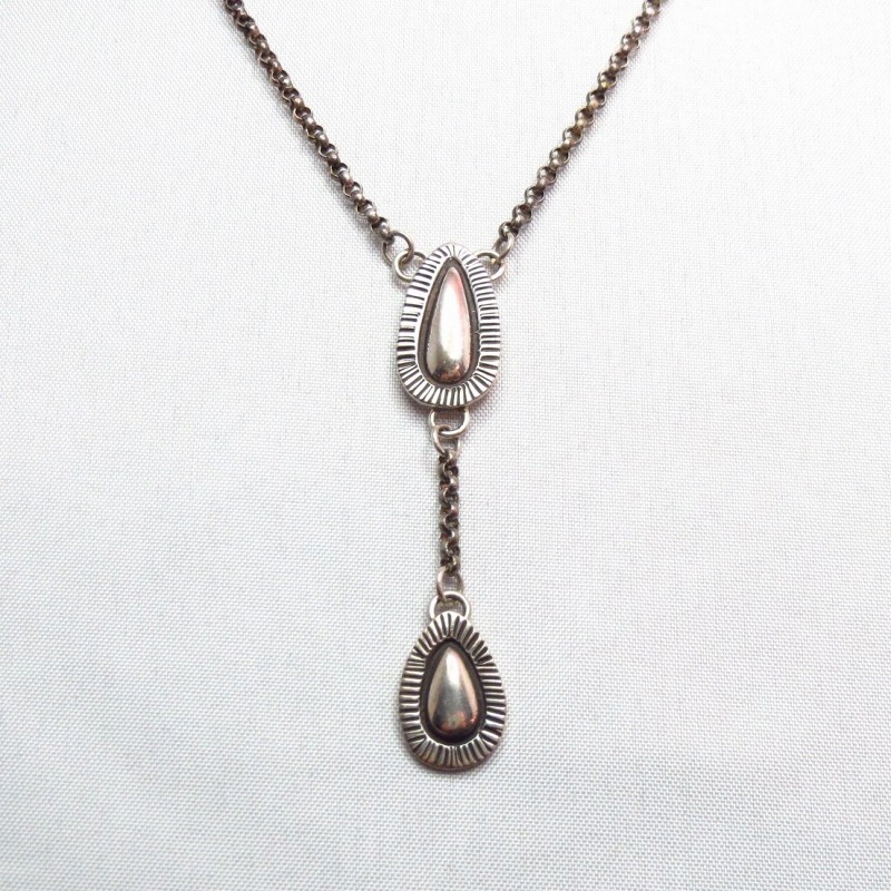 Navajo Oldpawn 【Teardrop】 Charm Silver Necklace