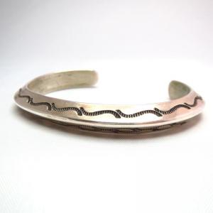 Vintage Stamped Ingot Silver Triangle Wire Cuff  c.1950～