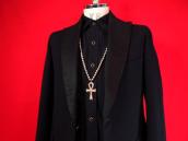 Vintage Silver Beads Necklace w/Cross Fob  c.1960