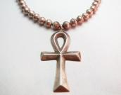 Vintage Silver Beads Necklace w/Cross Fob  c.1960