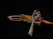 Vintage Silver Beads Necklace w/Cross Fob  c.1960