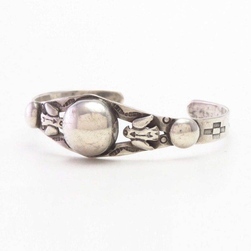 Antique Navajo Pearl & T-bird Applique Silver Cuff  c.1930～