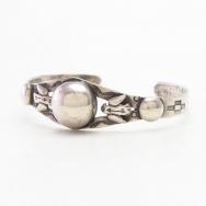 Antique Navajo Pearl & T-bird Applique Silver Cuff  c.1930～