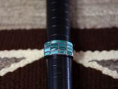 Vtg Zuni Turquoise Inlay Rectangular Face Men's Ring c.1945～