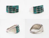 Vtg Zuni Turquoise Inlay Rectangular Face Men's Ring c.1945～