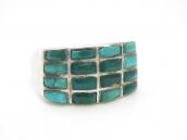 Vtg Zuni Turquoise Inlay Rectangular Face Men's Ring c.1945～