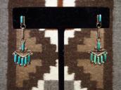 Vintage Zuni Needle Point TQ Dangle Pierced Earrings c.1960～