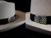 【David Taliman】Vtg Bow Shape Silver Pin w/Blue Gem TQ c.1950