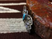 【David Taliman】Vtg Bow Shape Silver Pin w/Blue Gem TQ c.1950