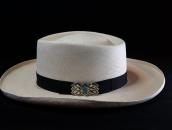 【David Taliman】Vtg Bow Shape Silver Pin w/Blue Gem TQ c.1950