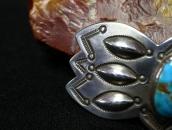 【David Taliman】Vtg Bow Shape Silver Pin w/Blue Gem TQ c.1950