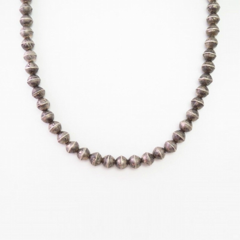 Vtg "Navajo Pearl" Hand Made Silver Bead Necklace  c.1950～?