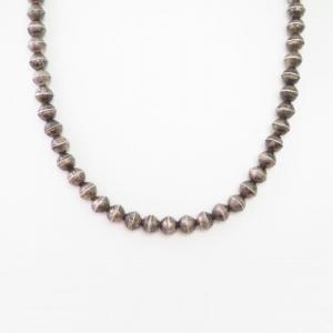 Vtg "Navajo Pearl" Hand Made Silver Bead Necklace  c.1950～?