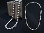 Vtg "Navajo Pearl" Hand Made Silver Bead Necklace  c.1950～?