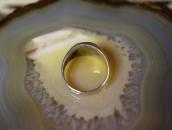 Vtg Navajo Sq. Turquoise Inlay Cast Silver Dome Ring c.1965～