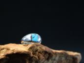 Vtg Navajo Sq. Turquoise Inlay Cast Silver Dome Ring c.1965～