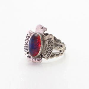 Vtg【Maisel's】T-bird Face Tourist Ring w/DragonsBreath c.1950