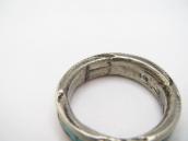 Vtg Zuni Turquoise Inlay Stamped Edge Silver Ring c.1960～